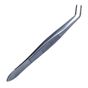 Nugent Utility Forceps, Serrated Handle With Polished Finish, 45 Degree Angled Shafts, 10mm Crisscross Serrated Jaws, And Overall Length Of 4 1/4" (110mm) 